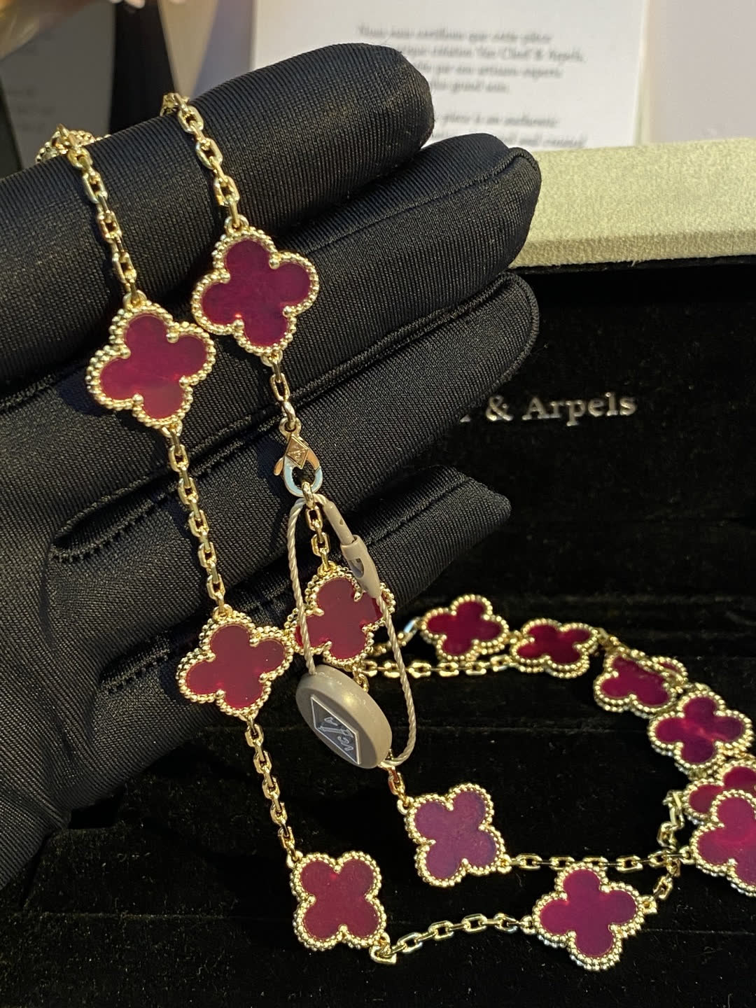 Van Cleef & Arpels Vintage Alhambra 18K Yellow Gold Ruby Necklace